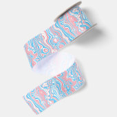 Trans Pride Vlag Trippy Boho Groovy Golvende Strep Satijnen Lint (Achterkant)