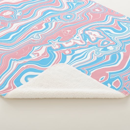 Trans Pride Vlag Trippy Boho Groovy Golvende Strep Sherpa Deken (3/4)