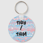 Trans Pride-vlag Trippy Boho Groovy Golvende Strep Sleutelhanger (Achterkant)