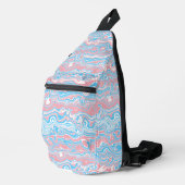 Trans Pride Vlag Trippy Boho Groovy Golvende Strep Sling Bag (Rechterhoek)