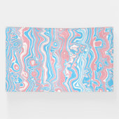 Trans Pride Vlag Trippy Boho Groovy Golvende Strep Spandoek (Horizontaal)