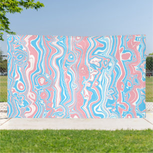 Trans Pride Vlag Trippy Boho Groovy Golvende Strep Spandoek