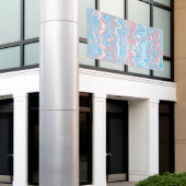 Trans Pride Vlag Trippy Boho Groovy Golvende Strep Spandoek (Buitenkant Gebouw)