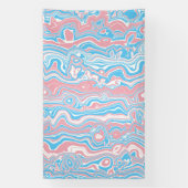 Trans Pride Vlag Trippy Boho Groovy Golvende Strep Spandoek (Verticaal)