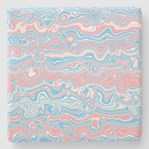 Trans Pride Vlag Trippy Boho Groovy Golvende Strep Stenen Onderzetter