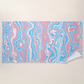 Trans Pride Vlag Trippy Boho Groovy Golvende Strep Strandlaken (Voorkant)