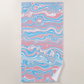 Trans Pride Vlag Trippy Boho Groovy Golvende Strep Strandlaken (Voorkant)