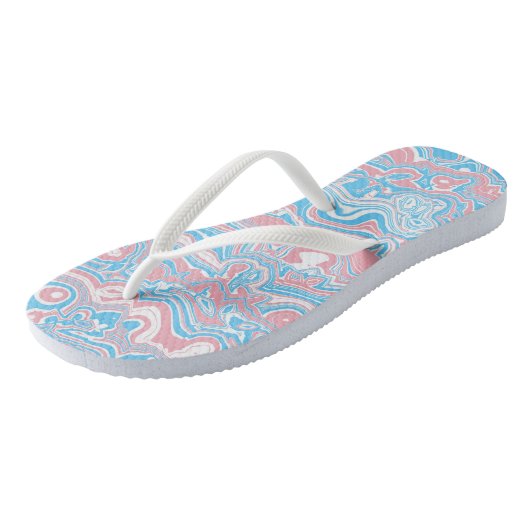 Trans Pride Vlag Trippy Boho Groovy Golvende Strep Teenslippers (Schuin)
