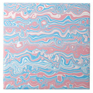 Trans Pride Vlag Trippy Boho Groovy Golvende Strep Tegeltje