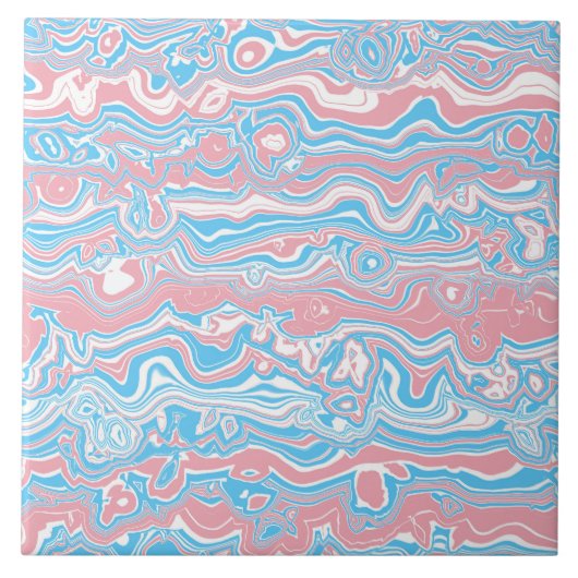 Trans Pride Vlag Trippy Boho Groovy Golvende Strep Tegeltje (Voorkant)