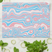 Trans Pride Vlag Trippy Boho Groovy Golvende Strep Theedoek (Gevouwen)