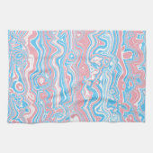 Trans Pride Vlag Trippy Boho Groovy Golvende Strep Theedoek (Horizontaal)