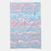 Trans Pride Vlag Trippy Boho Groovy Golvende Strep Theedoek (Verticaal)