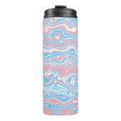 Trans Pride Vlag Trippy Boho Groovy Golvende Strep Thermosbeker (Voorkant)