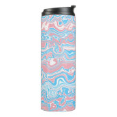 Trans Pride Vlag Trippy Boho Groovy Golvende Strep Thermosbeker (Gedraaid links)