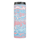 Trans Pride Vlag Trippy Boho Groovy Golvende Strep Thermosbeker (Achterkant)