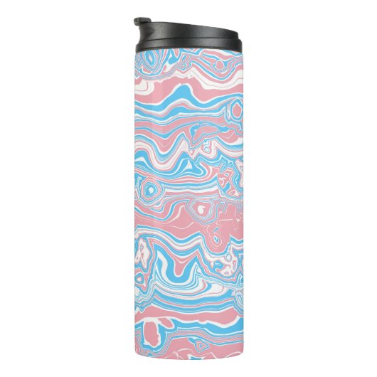 Trans Pride Vlag Trippy Boho Groovy Golvende Strep Thermosbeker (Geroteerd rechts)