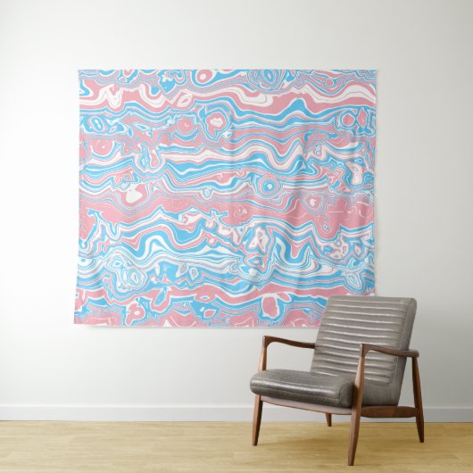 Trans Pride Vlag Trippy Boho Groovy Golvende Strep Wandkleed (In Situ (horizontaal))