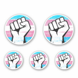Trans Pride Vuist Cirkel Print Sticker