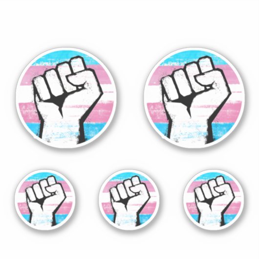 Trans Pride Vuist Cirkel Print Sticker (Voorkant)