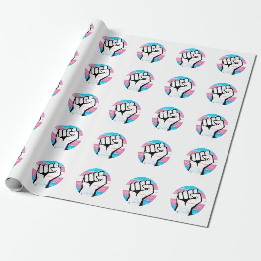Trans Pride Vuist Cirkelprint Cadeaupapier (Uitgerold)