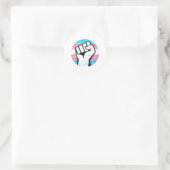 Trans Pride Vuist Cirkelprint Ronde Sticker (Tas)
