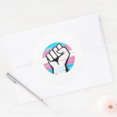 Trans Pride Vuist Cirkelprint Ronde Sticker (Envelop)