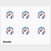 Trans Pride Vuist Cirkelprint Ronde Sticker (Vel)