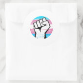 Trans Pride Vuist Cirkelprint Ronde Sticker (Tas)