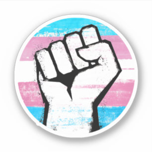 Trans Pride Vuist Cirkelprint Sticker