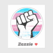 Trans Pride Vuist Cirkelprint Sticker (Vel)