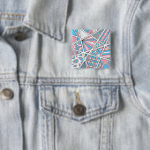 Trans Pride Zen Doodle Abstract Roze Blauw Wit Vierkante Button 5,1 Cm (In situ)