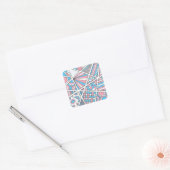 Trans Pride Zen Doodle Abstract Roze Blauw Wit Vierkante Sticker (Envelop)
