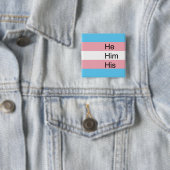 Trans Pronoun Button: Hij, hij, zijn Vierkante Button 5,1 Cm (In situ)