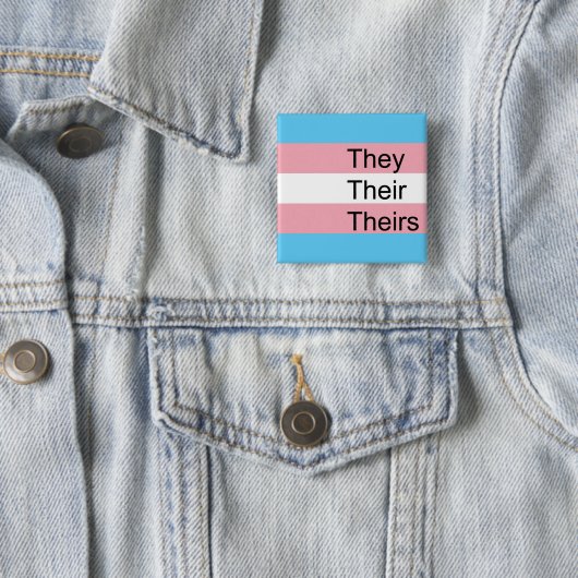 Trans Pronoun Button: Zij, zij, zij, zij Vierkante Button 5,1 Cm (In situ)