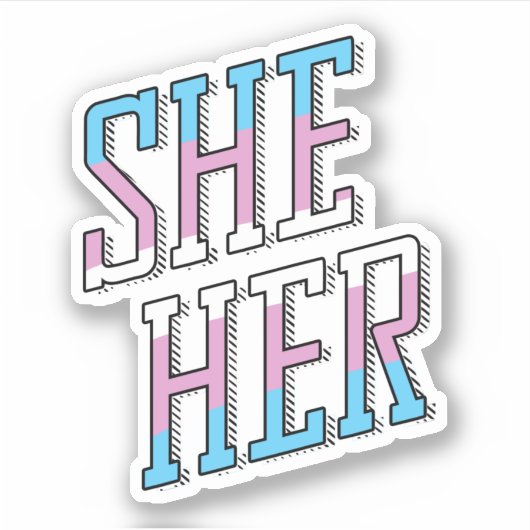 Trans Pronouns haar Sticker (Voorkant)