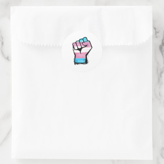 Trans-Protest Fist Ronde Sticker (Tas)