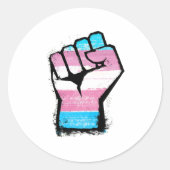 Trans-Protest Fist Ronde Sticker (Voorkant)