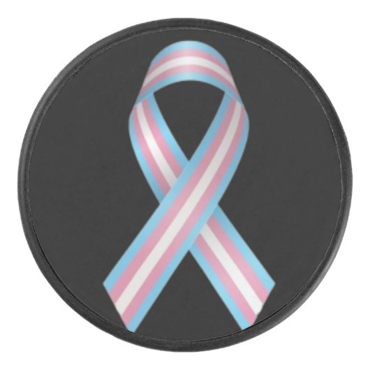 Trans ribbon on black hockey puck (Voorkant)