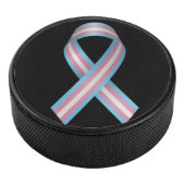 Trans ribbon on black hockey puck (3/4)