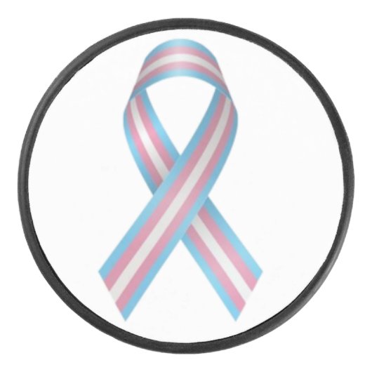 Trans ribbon with white background hockey puck (Voorkant)