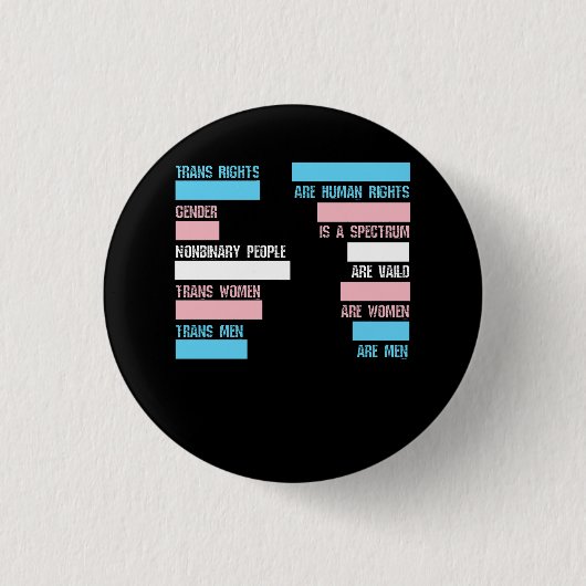 Trans Right Are Mensenrechten Transgender LGBTQ PR Ronde Button 3,2 Cm (Voorkant)
