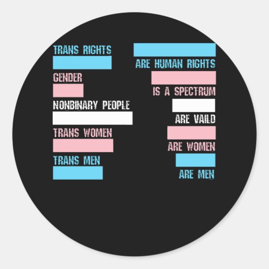 Trans Right Are Mensenrechten Transgender LGBTQ PR Ronde Sticker (Voorkant)