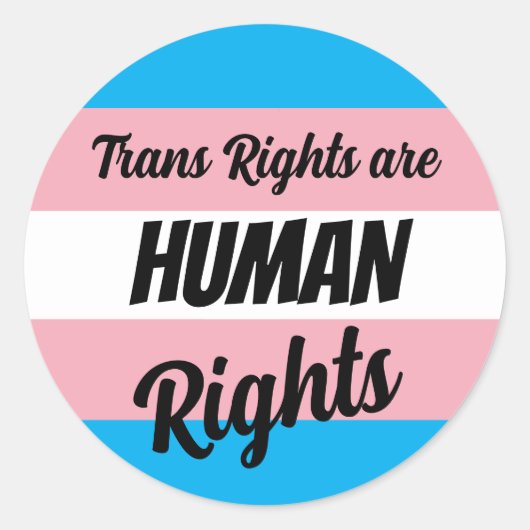 Trans Rights Are Human Rights Ronde Sticker (Voorkant)