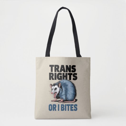 Trans Rights of I Bites Gay Funny LGBTQ Pride Tote Bag (Voorkant)