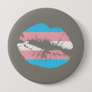 Trans Roze Blauwe Vlag Streep Lippen Mond Ronde Button 4,0 Cm
