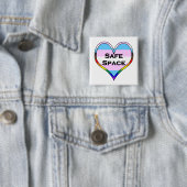 Trans Safe Space Heart Vierkante Button 5,1 Cm (In situ)