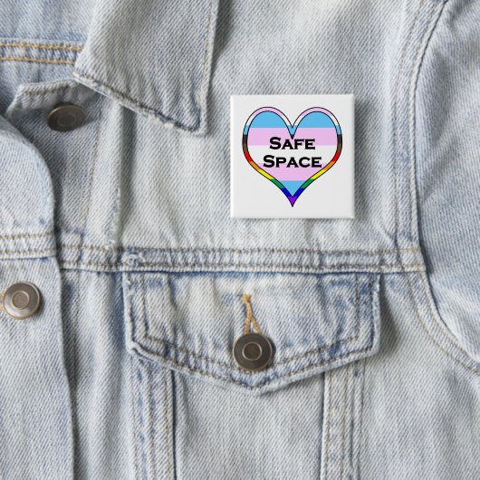 Trans Safe Space Heart Vierkante Button 5,1 Cm (In situ)