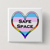 Trans Safe Space Heart Vierkante Button 5,1 Cm (Voorkant)