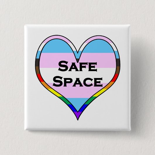 Trans Safe Space Heart Vierkante Button 5,1 Cm (Voorkant)